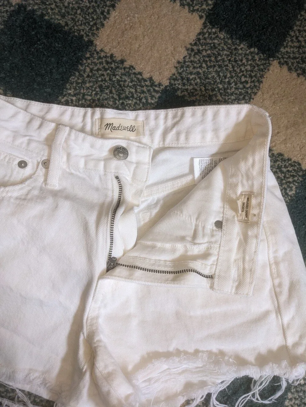 Madewell White 100% Cotton Relaxed Denim Shorts Size 23